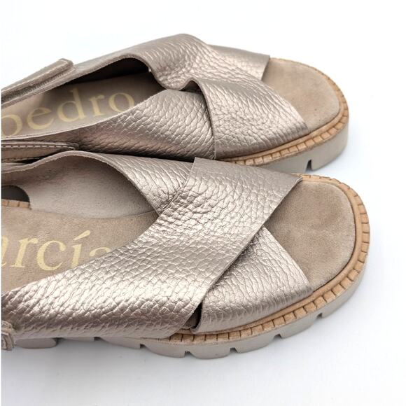 Pedro Garcia Reme Platform Sandal Crisscross Strap Gold Metallic Size US7 EU37.5 - Picture 12 of 12